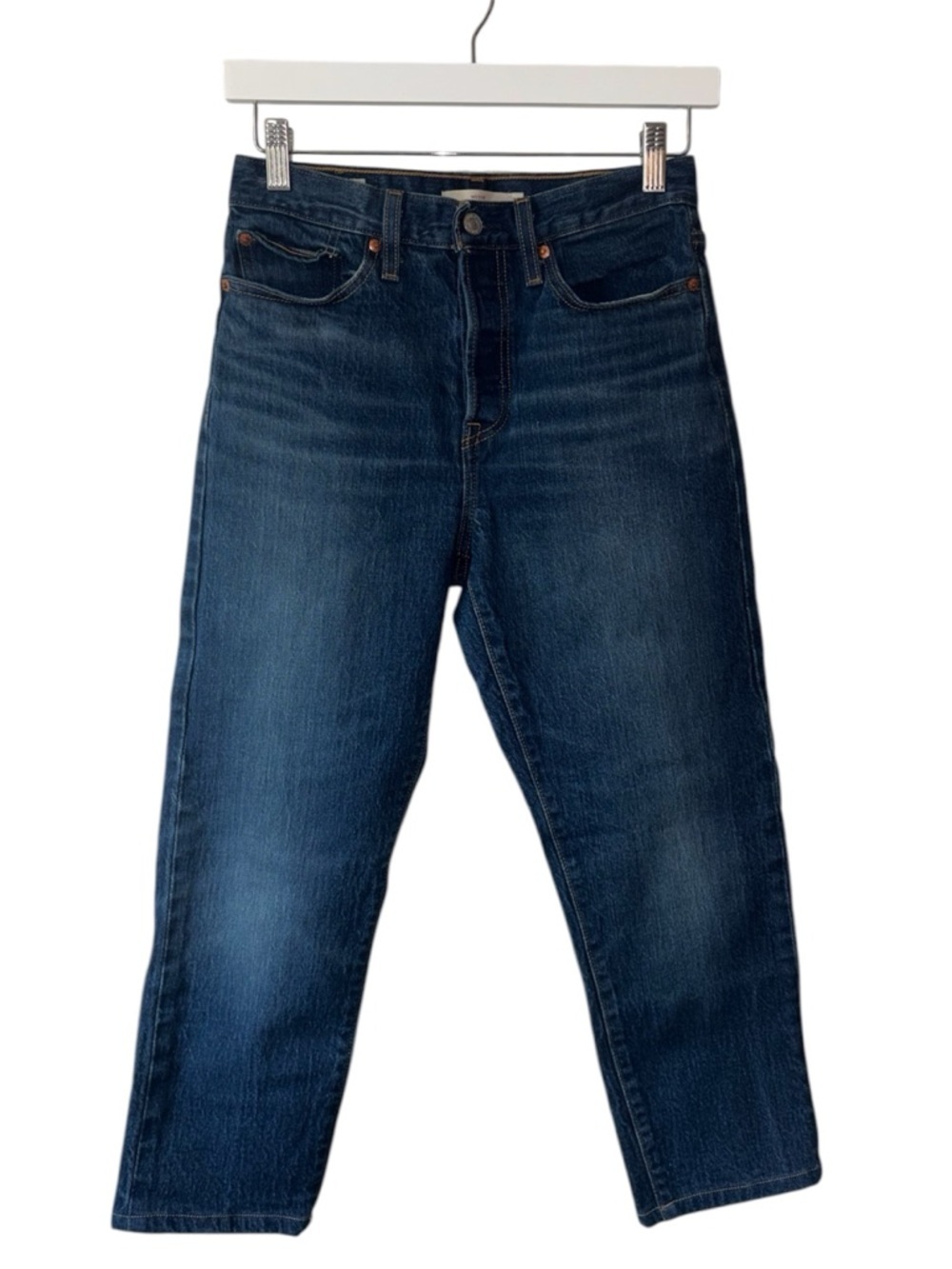 Levi’s Premium Wedgie Straight Jeans 27 High Rise Cropped Button Fly Medium Wash
